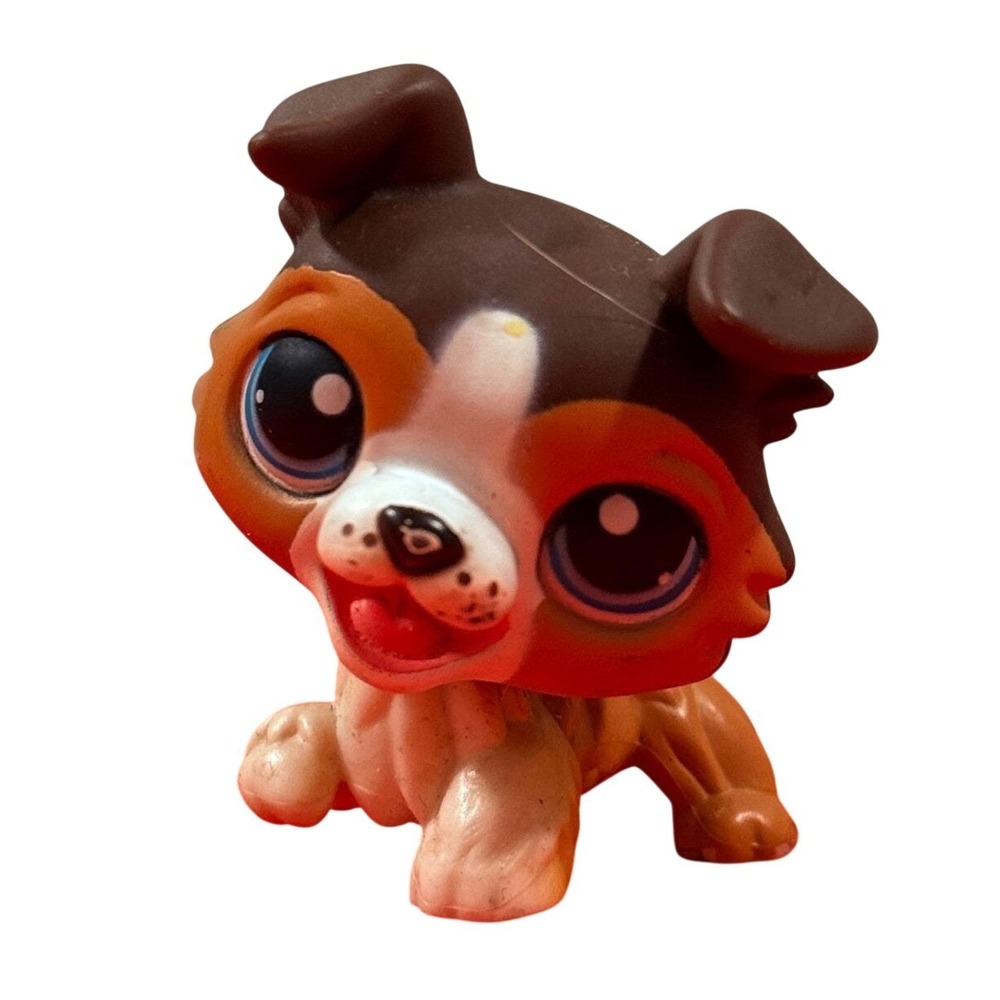 Littlest Pet Shop LPS #237 Dog Collie Border Collie Brown White Blue Eyes 2007